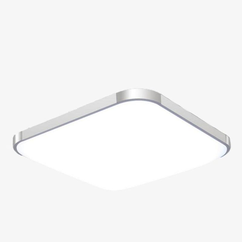 Square LED ceiling light with rounded edges in chrome Energy
