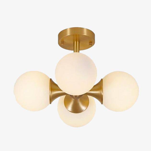 Lámpara de techo LED design oro con bolas de cristal