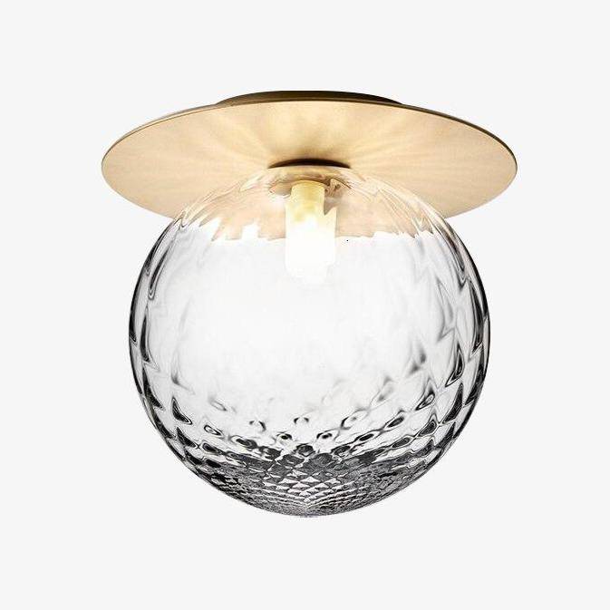 Plafonnier LED design rond doré avec boule en verre Porch