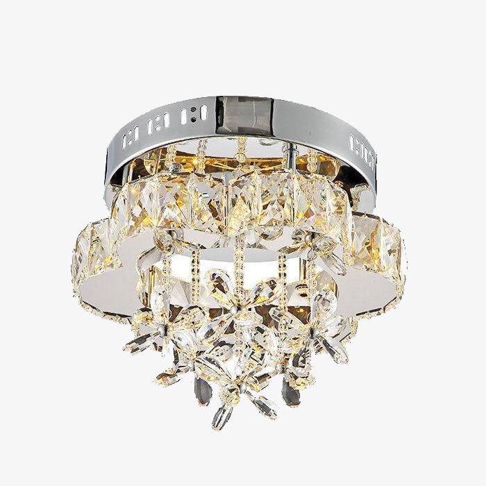 Flower-shaped LED ceiling lamp in crystal