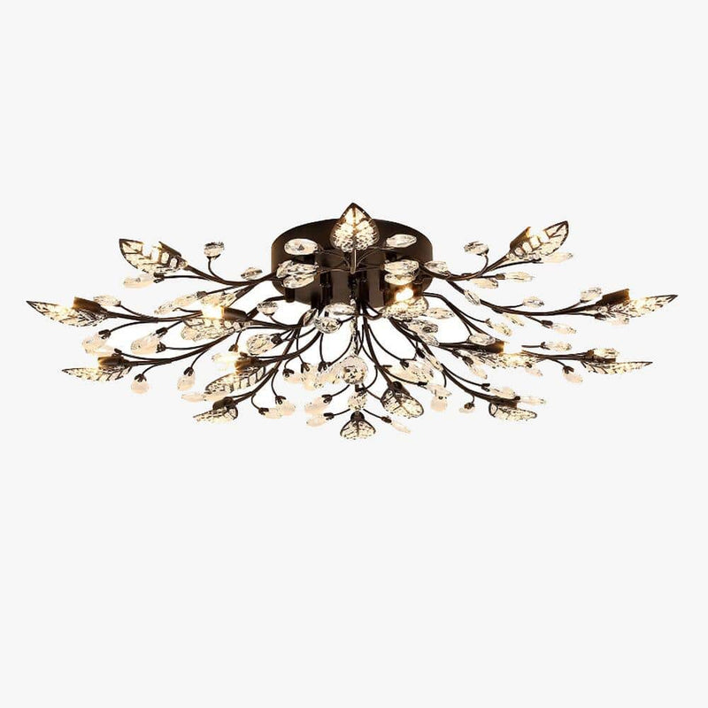 Crystal LED ceiling lamp in the shape of flowers and leaves