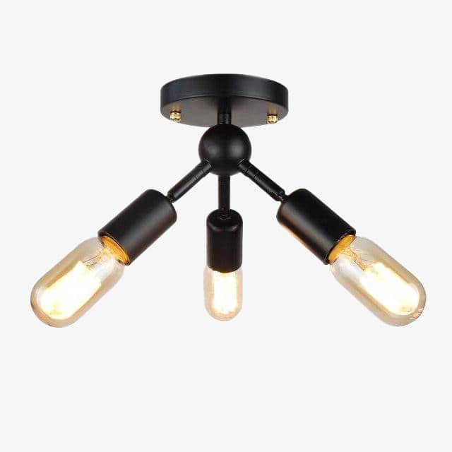 Modern black metal LED ceiling light with three lamps Industrial style