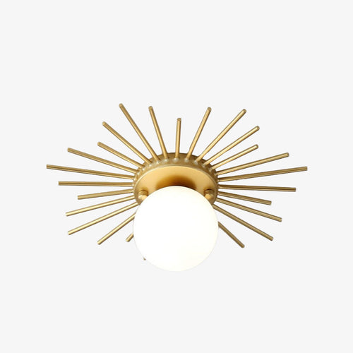 Plafonnier moderne avec boule en verre et métal doré Joha