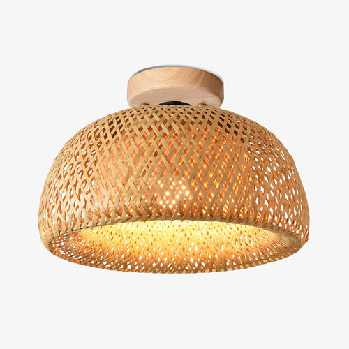 Plafonnier moderne ronde en bambou naturel Solferino