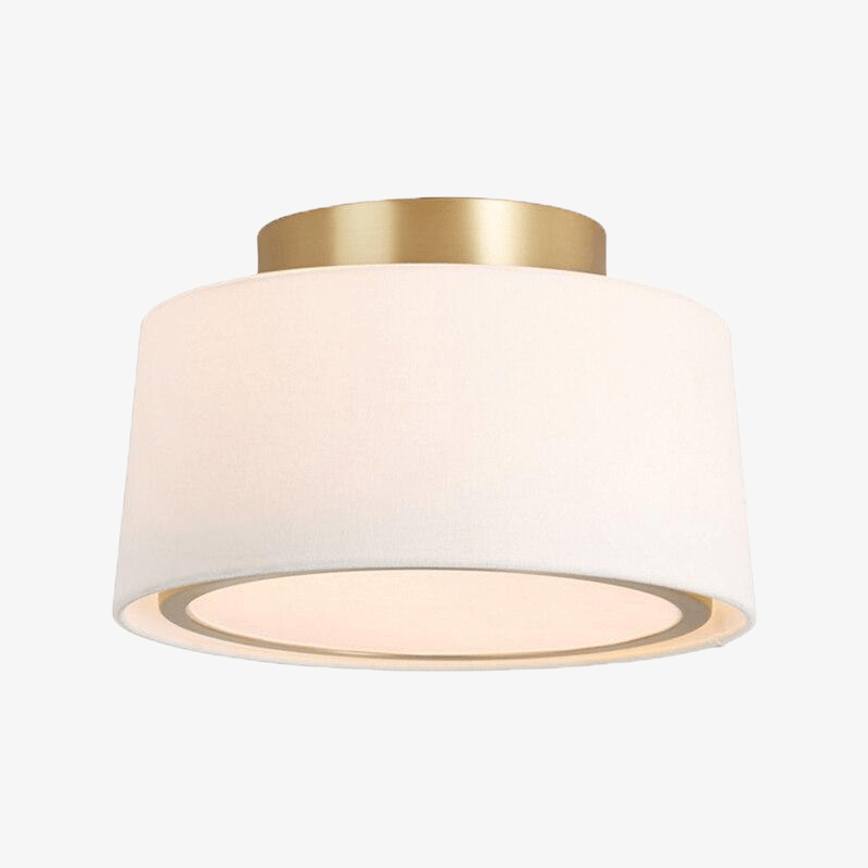 Retro LED ceiling light with white cylinder lampshade