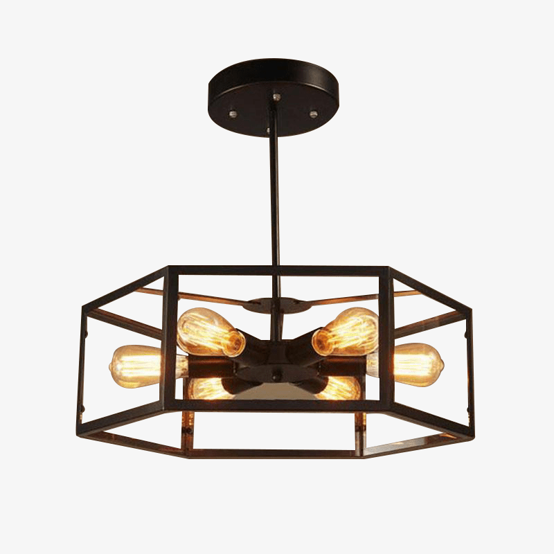 Rustic ceiling fixture with lamp in FUMAT Industrial glass box