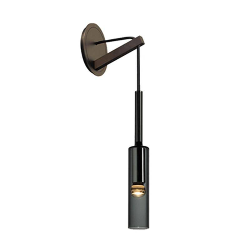 Aplique design con lámpara cilíndrica de cristal ahumado Loft