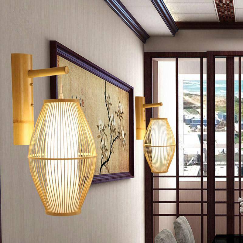 wall lamp hanging bamboo Japanese style Tea