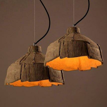 pendant light LED backlight with lampshade imitation bark