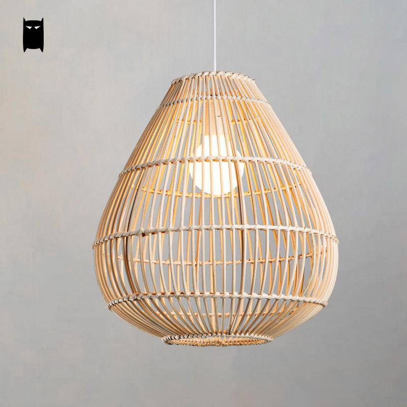 pendant light in bamboo design rounded Rattan