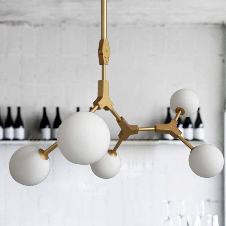 pendant light LED design in gold metal and glass balls Loft