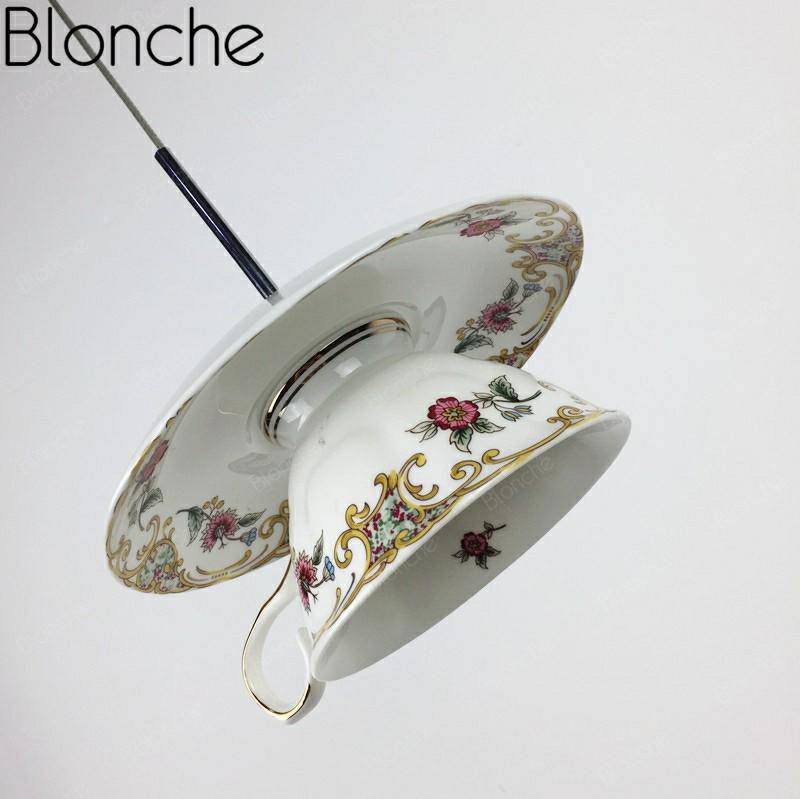 pendant light LED ceramic mug with floral details