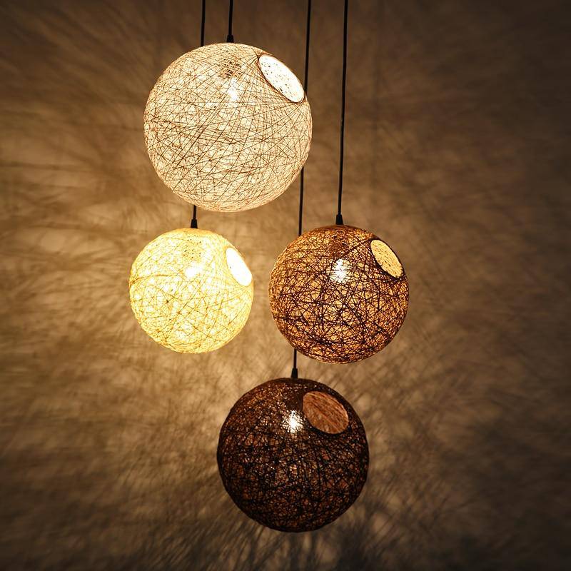 Wicker Color Fabric Ball pendant light