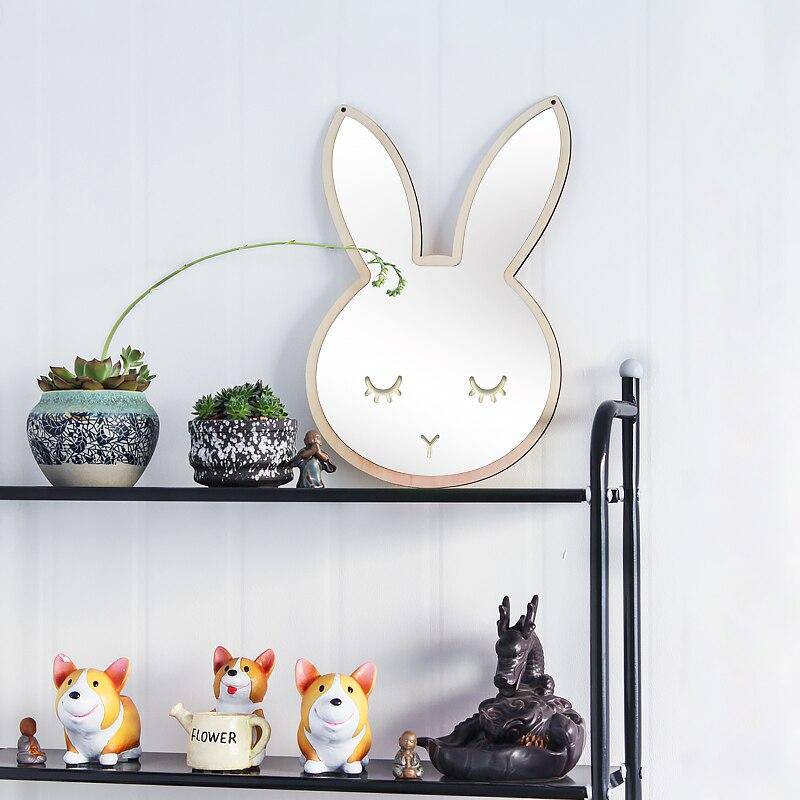 Espejo de pared en forma de conejo Decoración