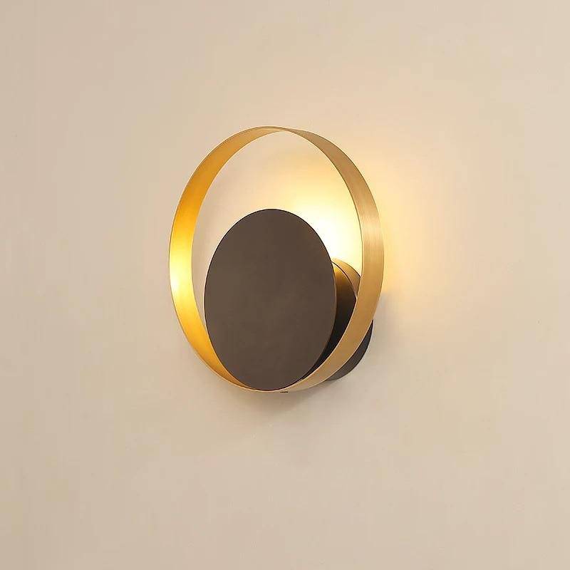 Lámpara de pared design LED círculos redondos y refinados oro y negro Arte