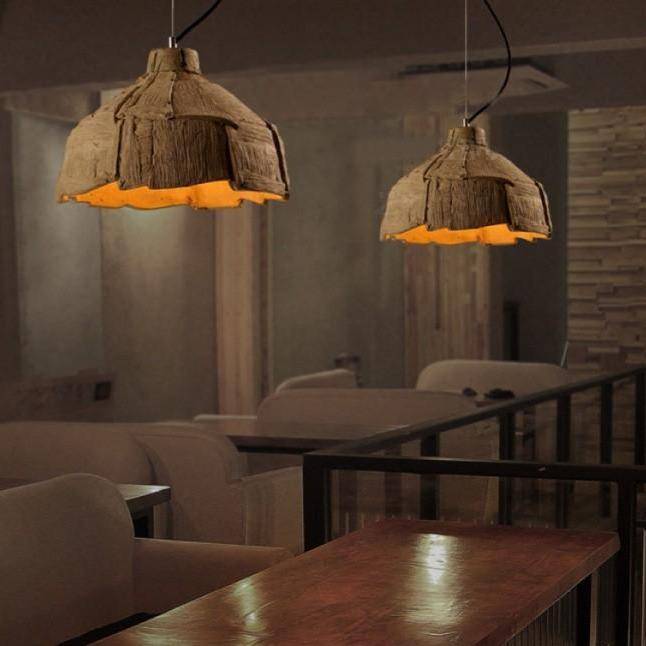 pendant light LED backlight with lampshade imitation bark