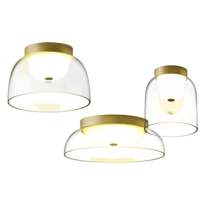 Round golden glass ceiling light in various sizes