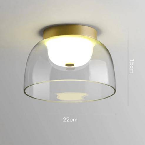 Lámpara de techo redonda de cristal dorado en varios tamaños