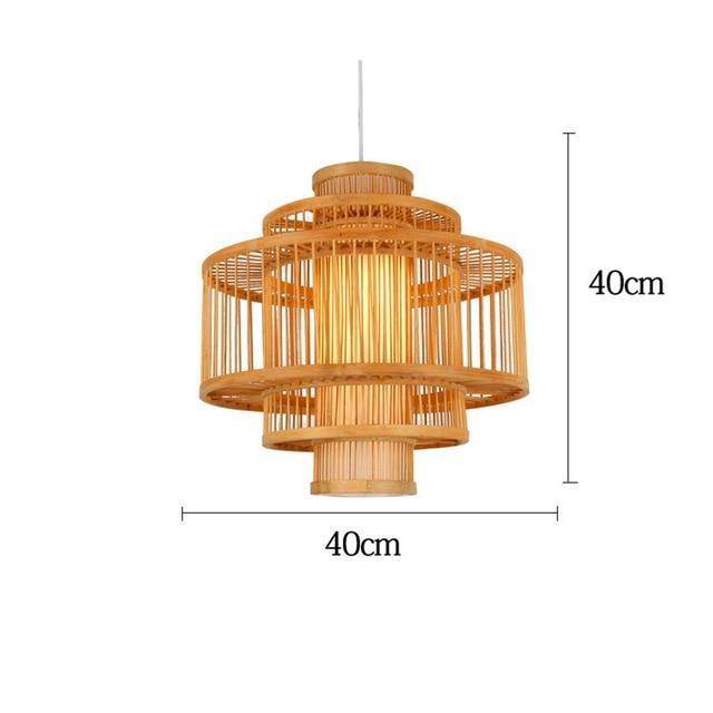 Lámpara de suspensión LED de bambú con diferentes cilindros de estilo asiático