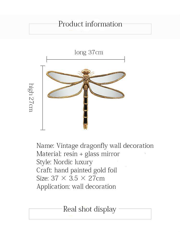 Enamel dragonfly wall mirror