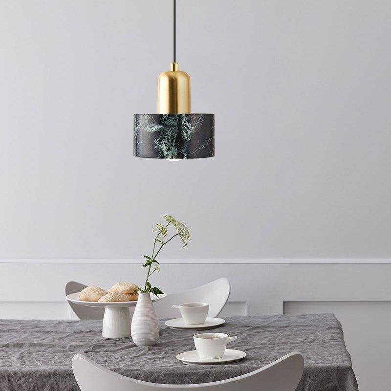 Suspension design LED dorée en marbre noir Luxury