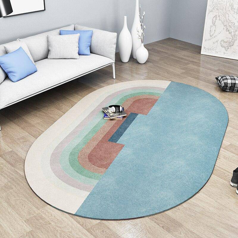 Modern oval carpet with geometric shapes Sofa B