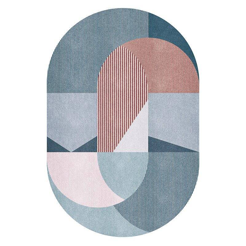 Modern oval carpet with geometric shapes Sofa C