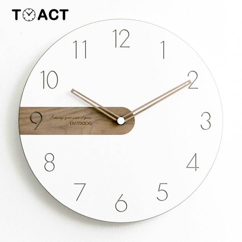 Reloj de pared redondo design con banda de madera 30cm