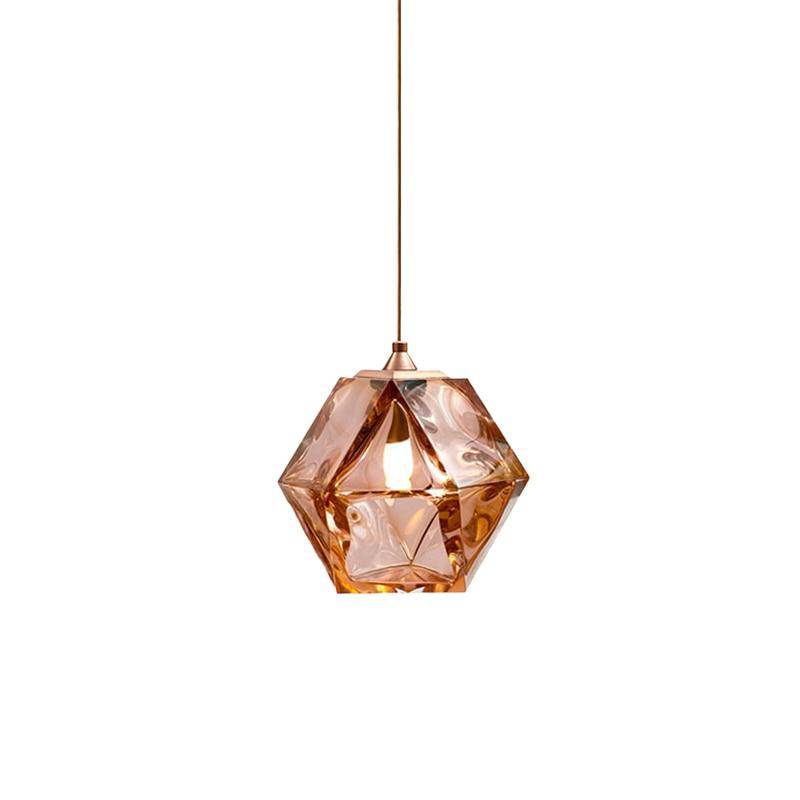 Lámpara de suspensión design diamante de color en vidrio de cristal