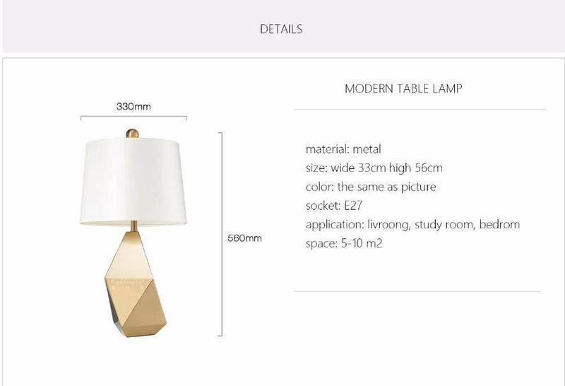 Brand geometric gold design bedside lamp