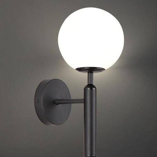 Lámpara de pared LED moderna con bola de cristal y soporte cilíndrico Sconce