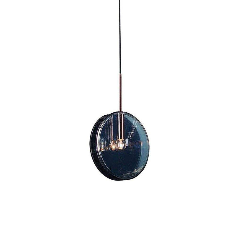 Lámpara de suspensión design vidrio azul redondo Dining