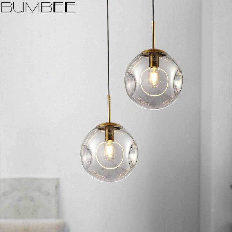 Suspension design boule déformées en verre fumé Ball