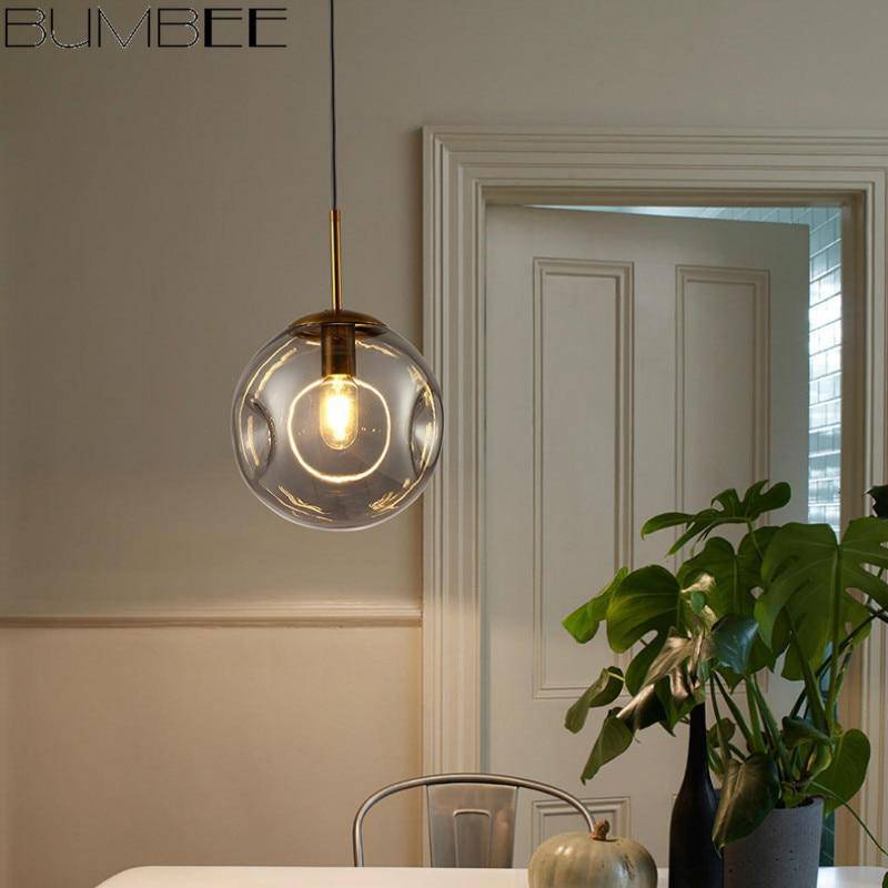 pendant light Smoked glass ball design