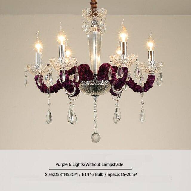 Baroque LED chandelier with lampshade in crystal glass and Royal fabric
