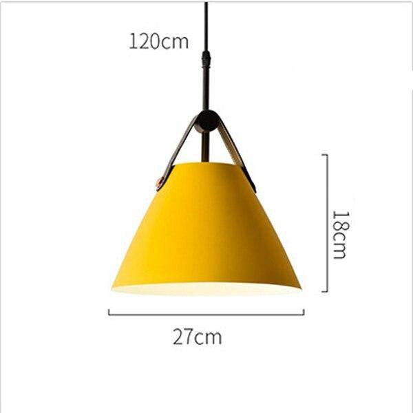 Lámpara de suspensión design cónico de color con asa de tela