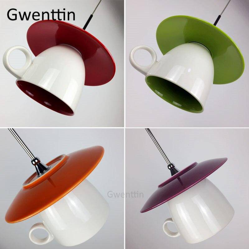 Lámpara de suspensión Taza de cerámica de color LED Taza
