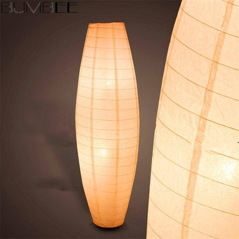 Lámpara de pie LED ovalada de papel tejido