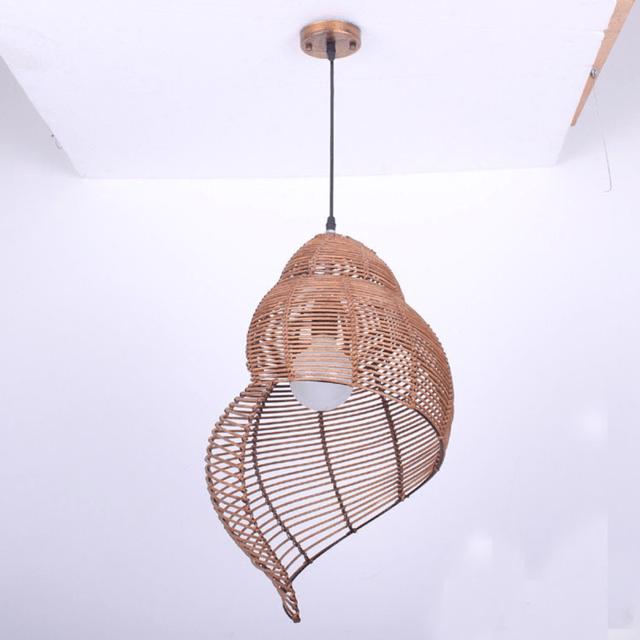 pendant light Spiral shell in wood Pastoral