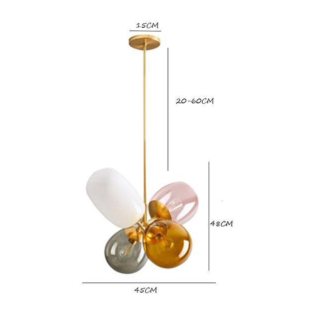 Lámpara de suspensión design Bolas de cristal ahumado de colores LED