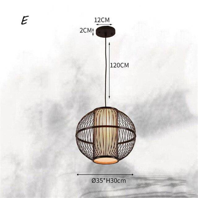 pendant light Rattan LED with cylinder in the ball Tea style
