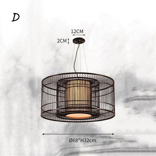 pendant light Rattan LED with cylinder in the ball Tea style