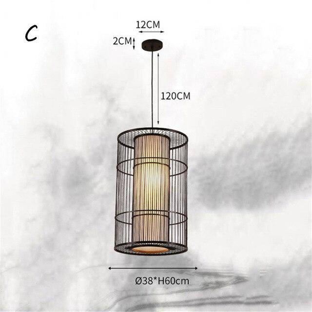 pendant light Rattan LED with cylinder in the ball Tea style