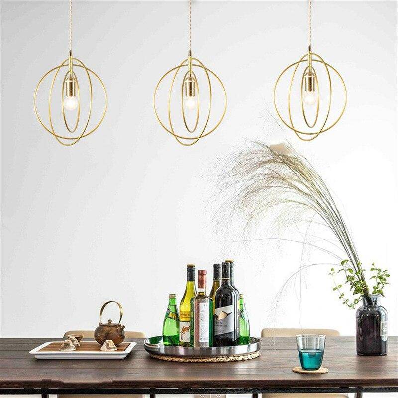 pendant light golden metal cage Lamp