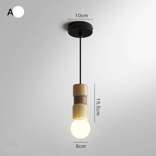 Lámpara de suspensión Formas cilíndricas de madera con LED y correa de cuero artificial