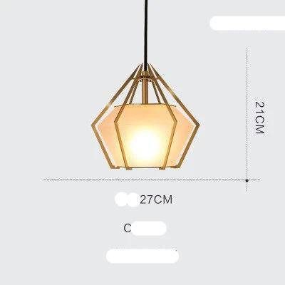 pendant light LED design with glass and gold cage
