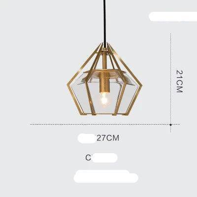 pendant light LED design with glass and gold cage