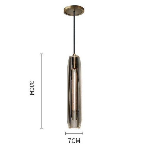 Lámpara de suspensión design en tubo de cristal ahumado con LED de lujo
