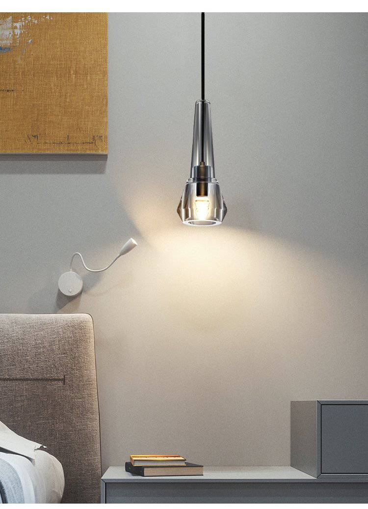 Lámpara de suspensión design en vidrio ahumado cónico con LED de lujo