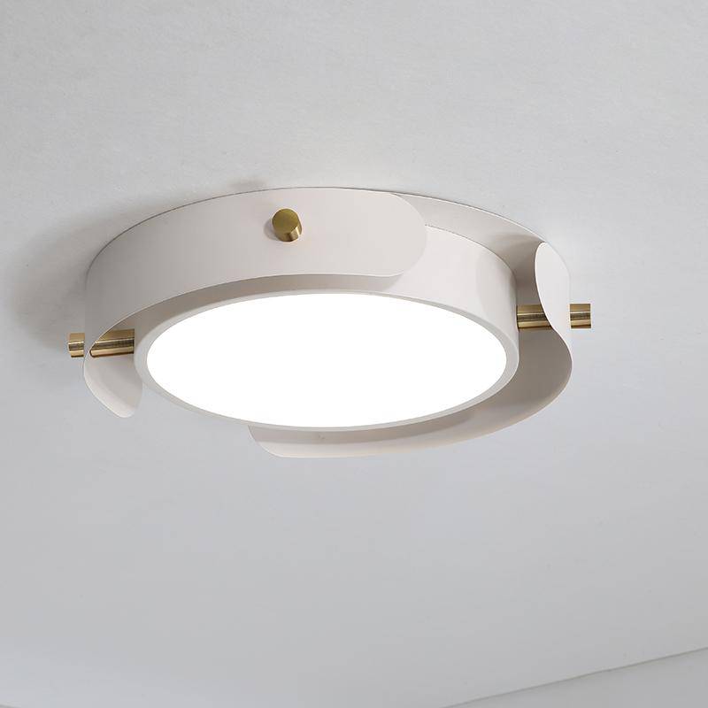 Round LED ceiling light in metal and wooden bars Study